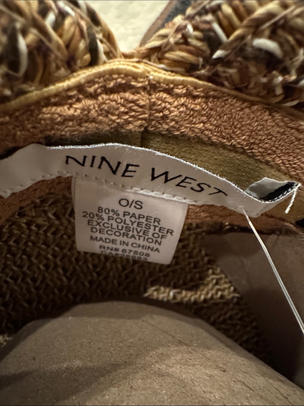 Nine West Wide Brim Sun Hat UPF 50+ Style #N0122009 Color- Brown Multi - Sz OS - Picture 7 of 8